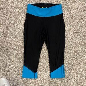 EUC - Xersion Black Leggings with Blue Trim